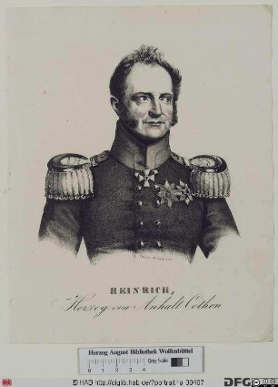 Bildnis Heinrich, Herzog zu Anhalt-Köthen (reg. 1830-47)