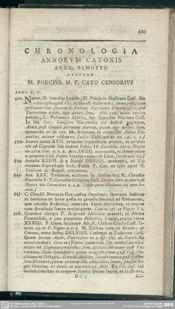 Chronologia Annorum Catonis Andr. Schotto Auctore M. Porcius M. F. Cato Censorius