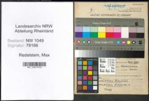 Entnazifizierung Max Redelstein , geb. 28.05.1896 (Dentist)
