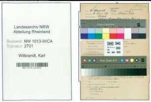 Entnazifizierung Karl Wilbrandt , geb. 08.04.1891 (Schaffner)