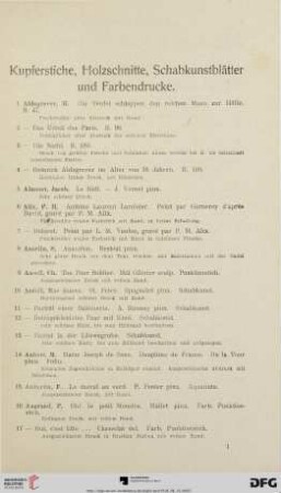 Kupferstiche, Holzschnitte, Schabkunstblätter und Farbendrucke (Nr. 1-489)