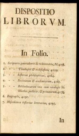 Dispositio Librorum.