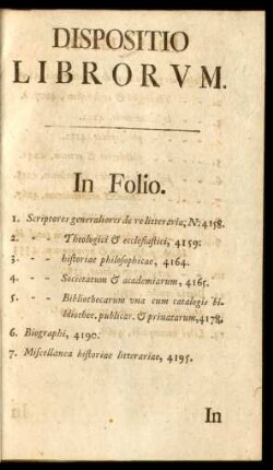 Dispositio Librorum.