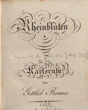 Rheinblüthen : Taschenbuch auf das Jahr ... 2, 2. [1822]