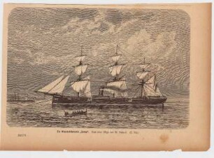Die Glattdeckskorvette "Freya", nach einer Skizze von M. Bischoff