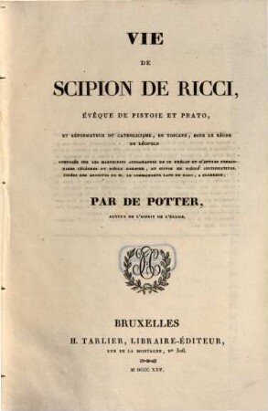 Vie et mémoires de Scipion de Ricci, évèque de Pistoie et Prato. T. 2