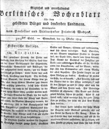 304stes Stueck, Sonnabend, den 29.Oktober 1814