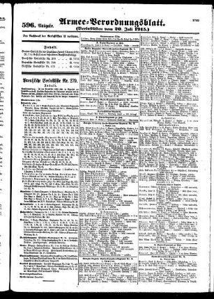 596. Ausgabe. Dienstag, 20. Juli 1915