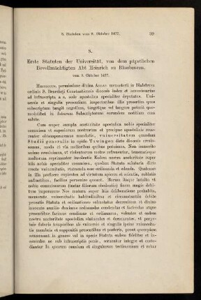 39-66, 8. Erste Statuten der Universität von dem päpstlichen