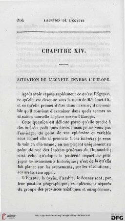 Chapitre XIV: Situation de l'Égypte envers l'Europe