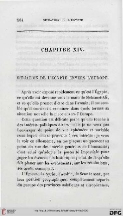 Chapitre XIV: Situation de l'Égypte envers l'Europe