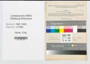 Entnazifizierung Fritz Nuhs, geb. 26.02.1900 (Techn.Angestellter)