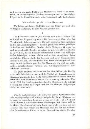 Die Arbeitsgebiete des Museums