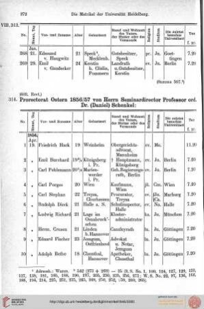 19. April 1856 bis 30. Januar 1861
