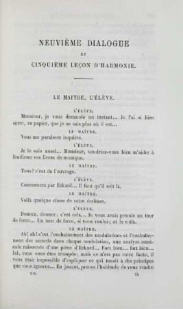 Neuvième dialogue et cinquième lecon d'harmonie