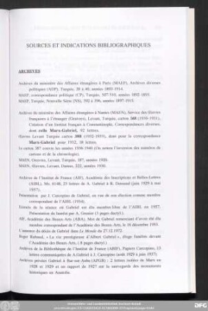 Sources Et Indications Bibliographiques