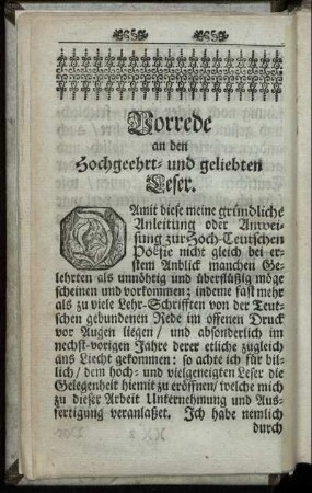 Vorrede an den Hochgeehrt- und geliebten Leser.