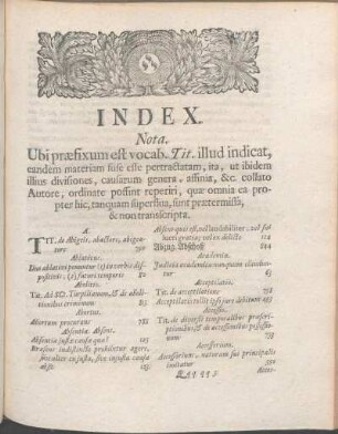 Index. Nota.