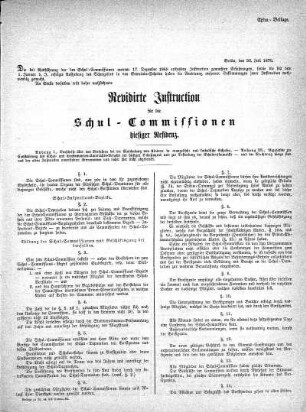 Revidirte Instruction für die Schul-Commissionen hiesiger Residenz