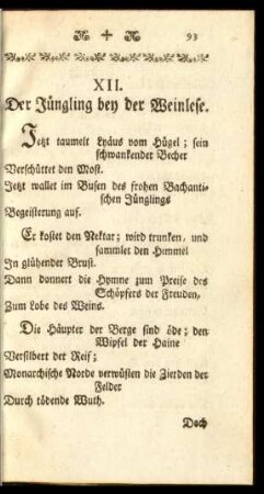 XII. Der Jüngling bey der Weinlese