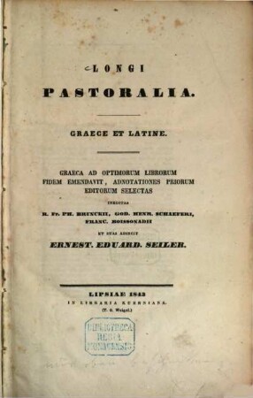 Longi pastoralia : Graece et Latine