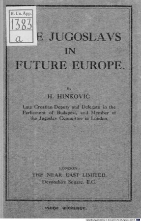 The Jugoslavs in future Europe