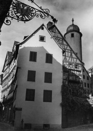 Wertheim an der Tauber. Fachwerkhaus mit Turm