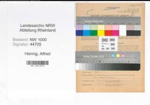 Entnazifizierung Alfred Hannig, geb. 17.12.1901 (Landesinspektoranwärter)
