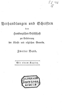 2.1791: Verhandlungen und Schriften der Hamburgischen Gesellschaft zur Beförderung der Künste und Nützlichen Gewerbe