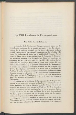 La VIII Conferencia Panamericana