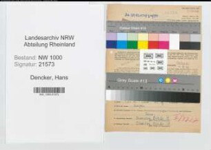 Entnazifizierung Hans Dencker, geb. 11.02.1907 (Verwaltungsinspektor)