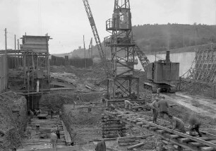 Schleuse Gundelsheim, Baugrube
