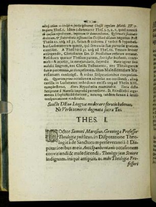 Thes. I. - Thesis VI.