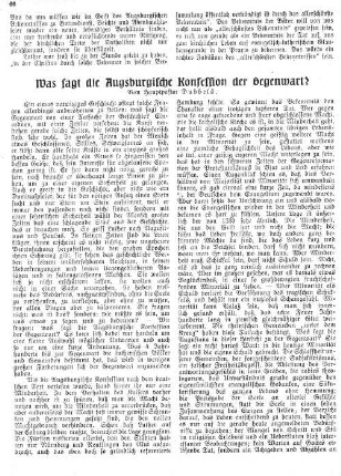 Was sagt die Augsburgische Konfession der Gegenwart?