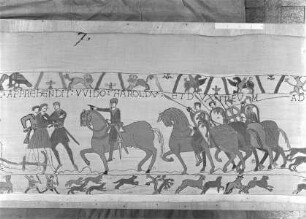 Der Teppich von Bayeux — 5. Szene: Die Gefangennahme Harolds durch Graf Wido (Guy) von Ponthieu