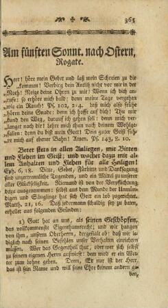 Am fünften Sonnt. nach Ostern, Rogate.