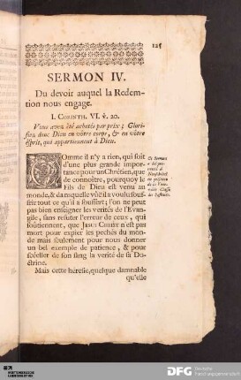Sermon IV. Du devoir auquel la Redemtion nous engage.