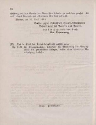 45. Das 5. Stück des Reichs-Gesetzblatts enthalten unter ...