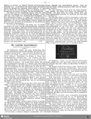 Die englische Kupferindustrie (Schluss)
