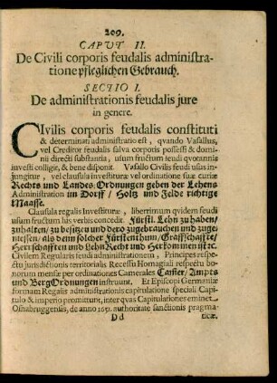 Sectio I. De administrationis feudalis iure in genere
