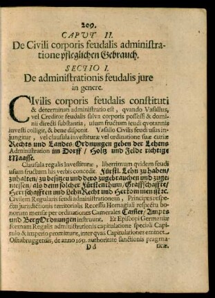 Sectio I. De administrationis feudalis iure in genere