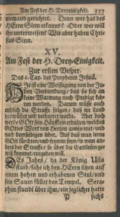 XV. Am Fest der H. Drey-Einigkeit