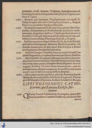 Libri Theologici Catholicorum, qui Romanae Ecclesiae subijciuntur.