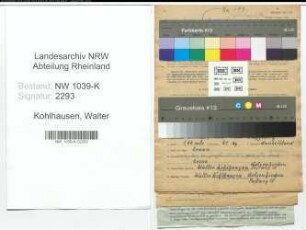 Entnazifizierung Walter Kohlhausen , geb. 06.03.1888 (Vertreter)