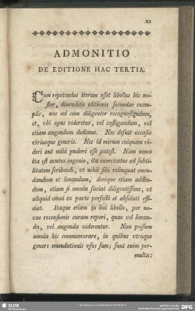 Admonitio De Editione Hac Tertia