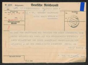 Brief von Ingolf Kuntze und Ursula Kuntze an Gerhart Hauptmann