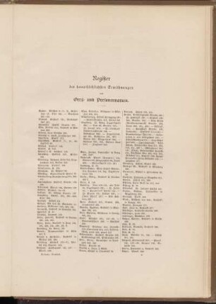 Register der hauptsächlichsten Erwähnungen von Orts- und Personennamen.