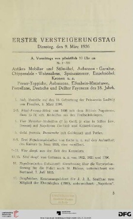 Erster Versteigerungstag (Nr. 1-539)