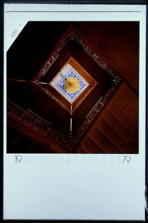 Treppenhaus mit Buntglasfenster, Reproduktion Plakat / Kalender 1979 für Müssig AG