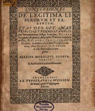Conclusiones de legitima liberorum et patentum